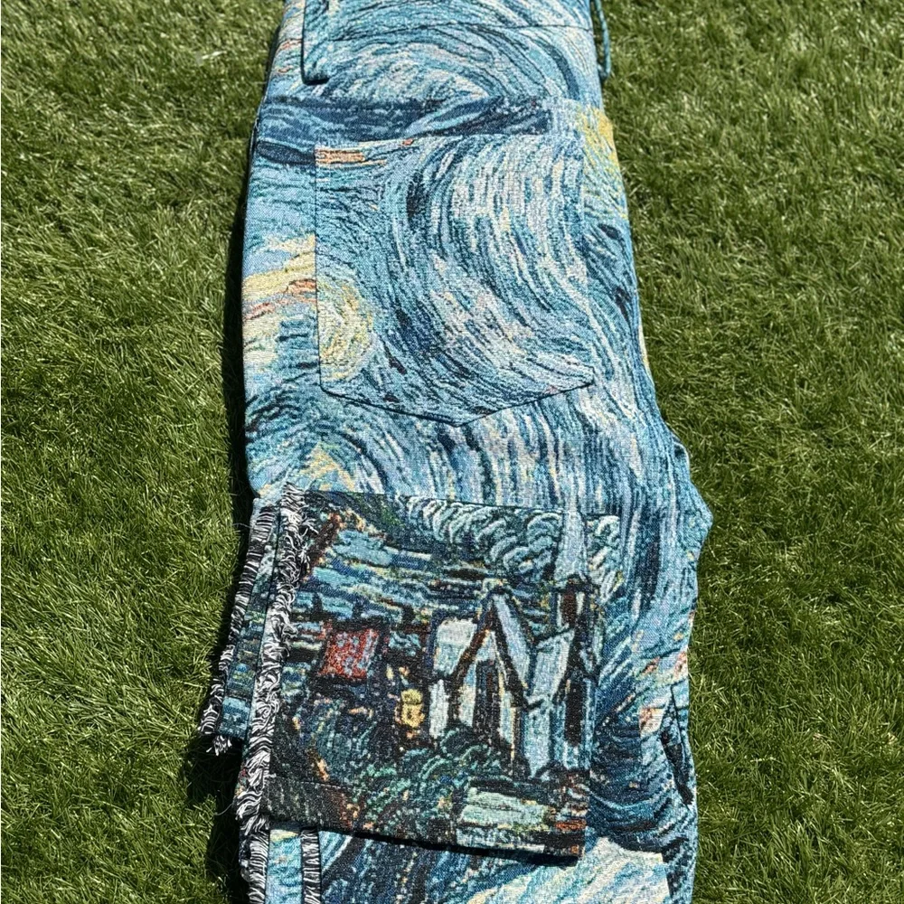 Rebel Vengeance Starry Night Tapestry Cargo Pants Size 32 Artistic Streetwear - Picture 13 of 16